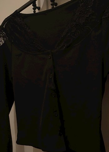 Dantel Detaylı Siyah Gotik Bluz - Görsel 4