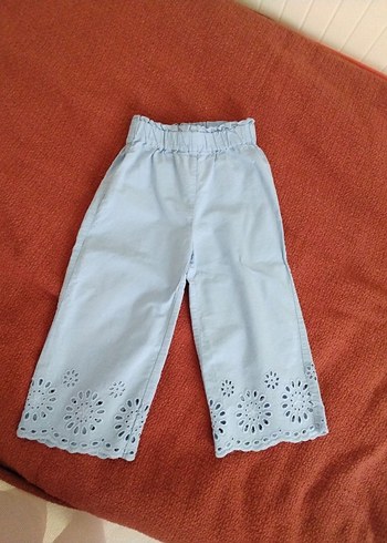 24-36 Ay Beden mavi Renk Kız Çocuk Nakışlı Dantelli Takım zara