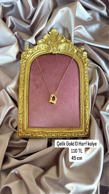 Çelik Gold D harf kolye