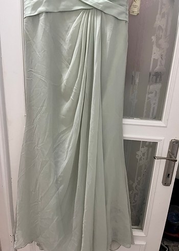 Drapeli Straplez Uzun Kadın Abiye Elbise - Görsel 3