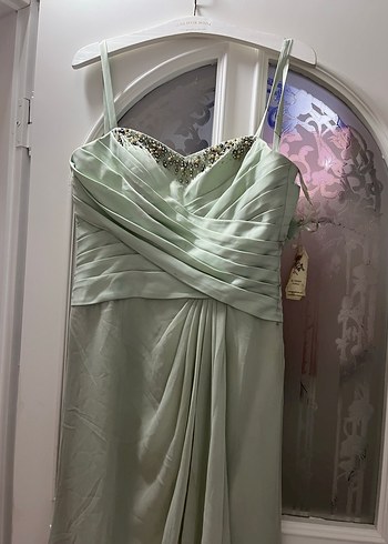 Drapeli Straplez Uzun Kadın Abiye Elbise - Görsel 2