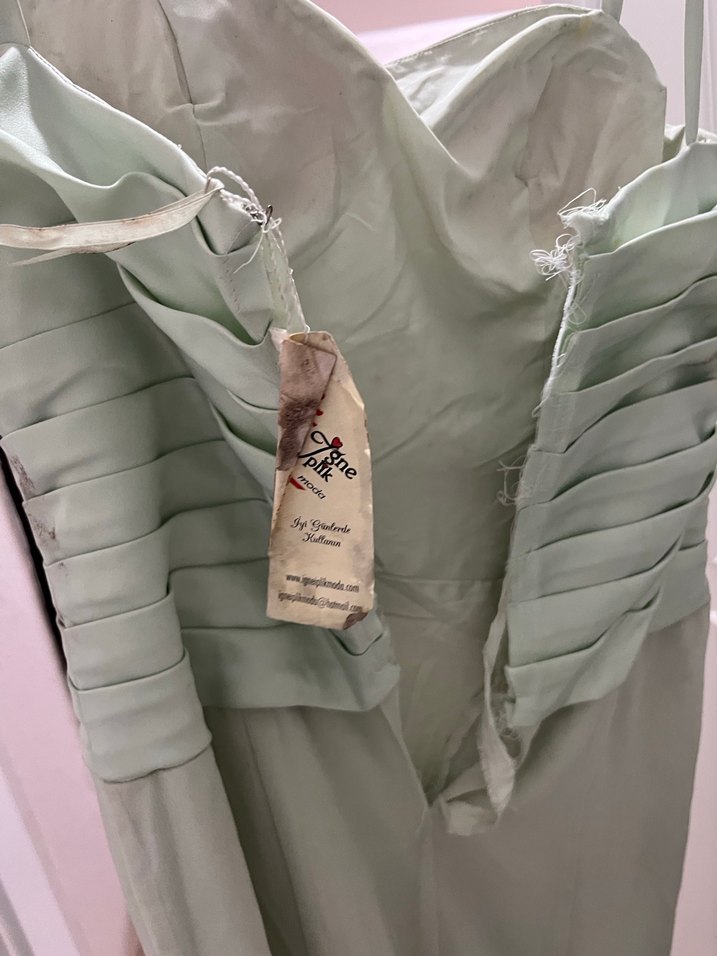 Drapeli Straplez Uzun Kadın Abiye Elbise - Görsel 4