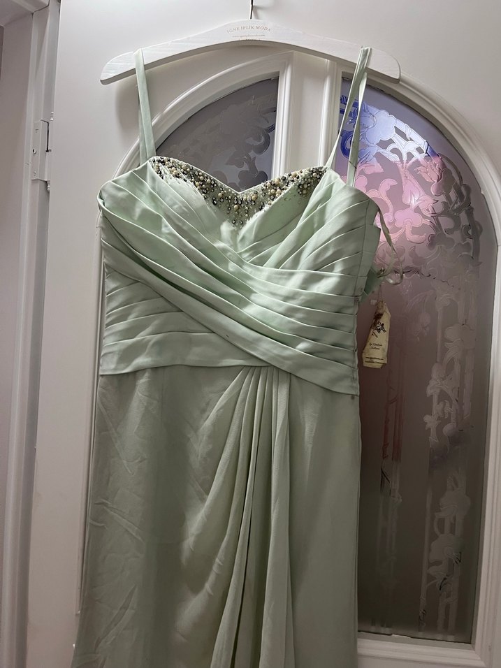 Drapeli Straplez Uzun Kadın Abiye Elbise - Görsel 2