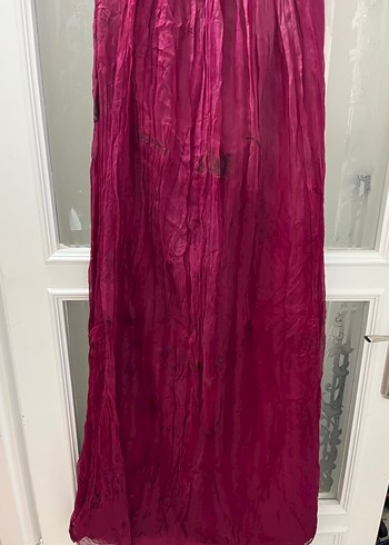 Bordo Drapeli Uzun Abiye Elbise - Görsel 2