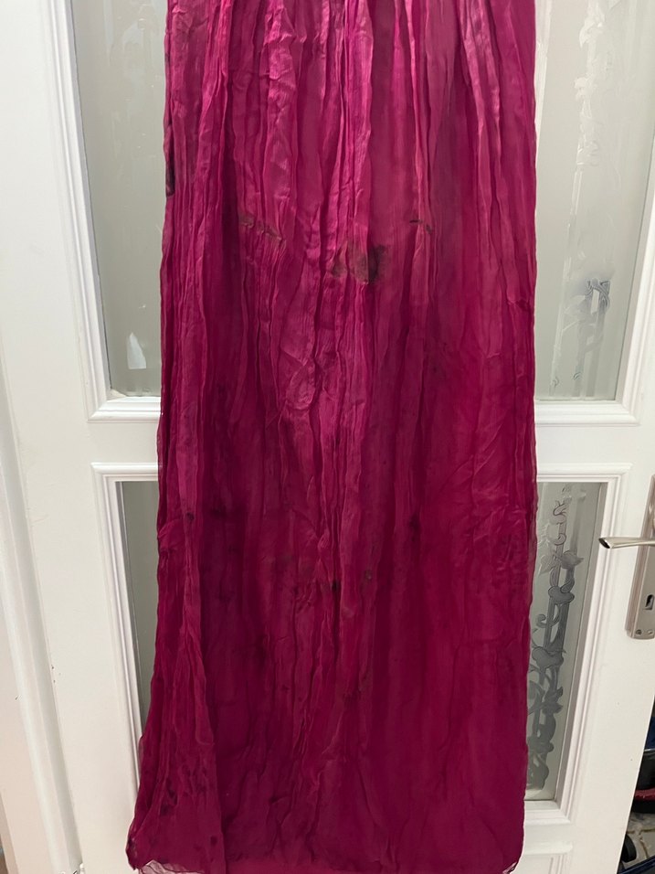 Bordo Drapeli Uzun Abiye Elbise - Görsel 2