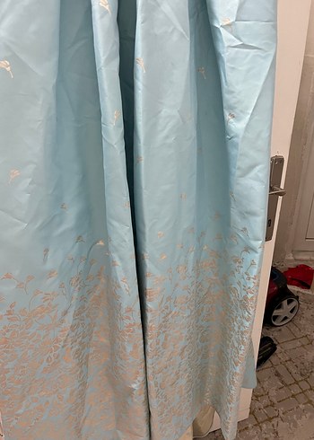 Mavi Parlak Desenli Uzun Kadın Abiye Elbise - Görsel 2