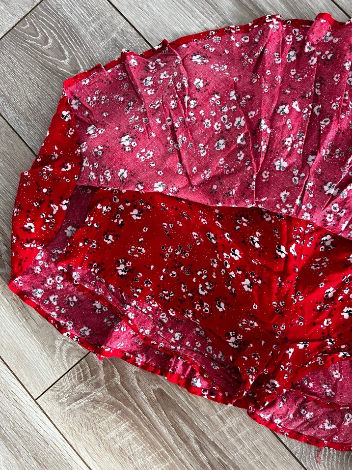 Çiçek Desenli Kırmızı şortlu  Etek - Görsel 2