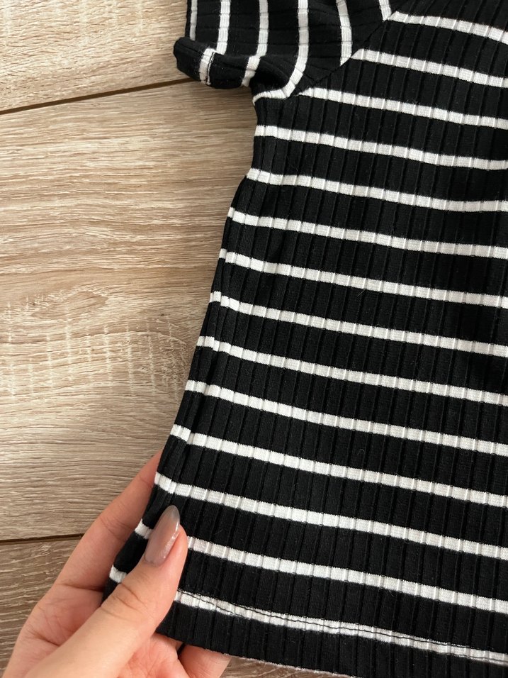 Siyah Beyaz Çizgili Bluz - Görsel 2