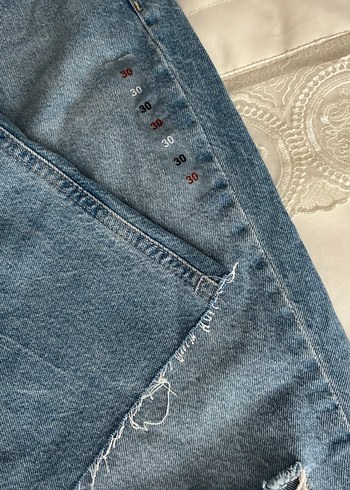 Kadın Mavi Denim Bol Kesim Midi Jean - Görsel 4