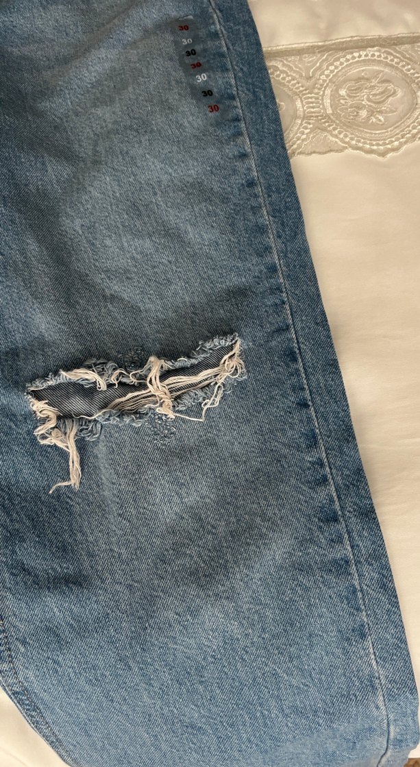 Kadın Mavi Denim Bol Kesim Midi Jean - Görsel 2
