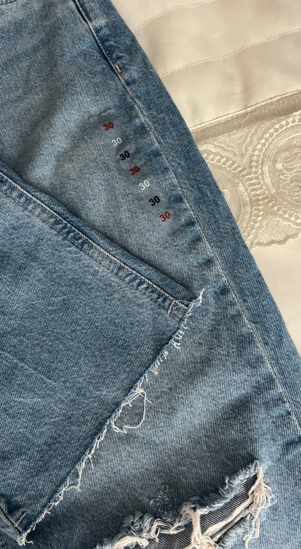 Kadın Mavi Denim Bol Kesim Midi Jean - Görsel 4