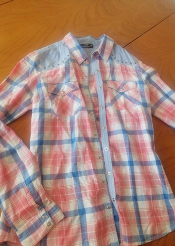 Loft Pembe Bağlama Desenli Pamuklu Gömlek