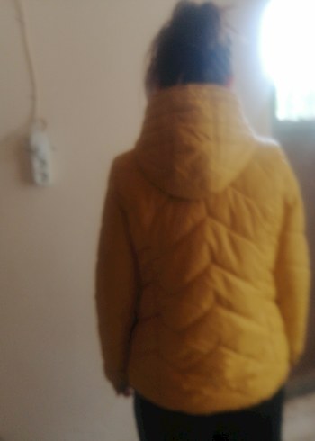 m Beden Sarı Parlak Kadın Kışlık Mont