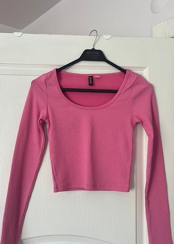 Pembe Uzun Kollu Mini Bluz