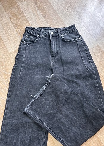 Siyah Midi Kadın Bol Kesim Denim Pantolon