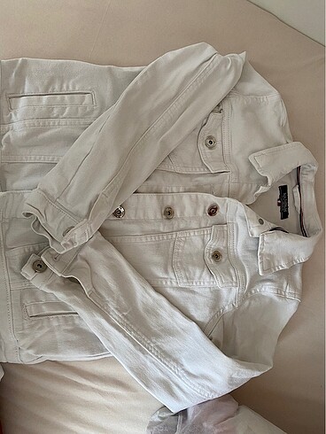 Beyaz kot ceket - Görsel 3