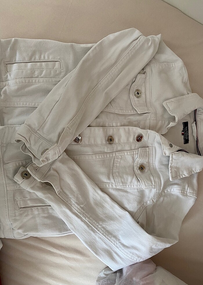 Beyaz kot ceket - Görsel 3