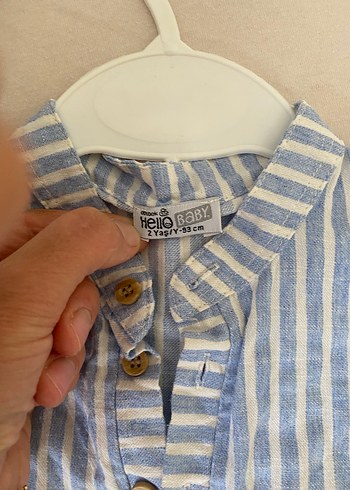 Çizgili Keten Bebek Erkek Takımı - Görsel 3