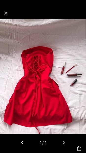 Sheinside Kırmızı sırttan dekolteli straplez mini elbise?
