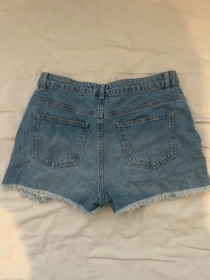 Düğmeli Mavi Kadın Denim Mini Şort - Görsel 2