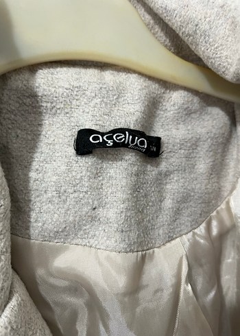 Düğmeli Gri Keten Kadın Kaban - Görsel 7