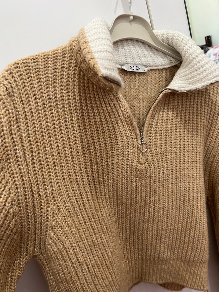 Bej Örgü Kadın Kazak - Görsel 5