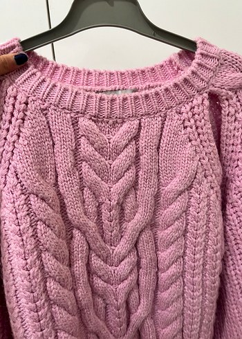 Pembe Örgü Bohem Kadın Kazak - Görsel 6