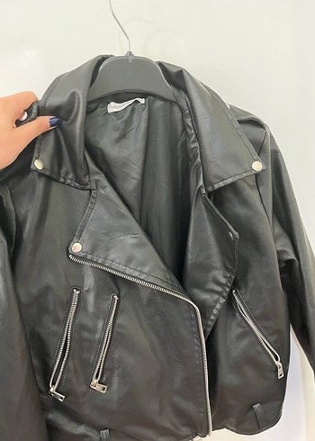 Siyah Deri ceket - Görsel 2