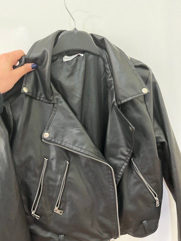 Siyah Deri ceket - Görsel 2