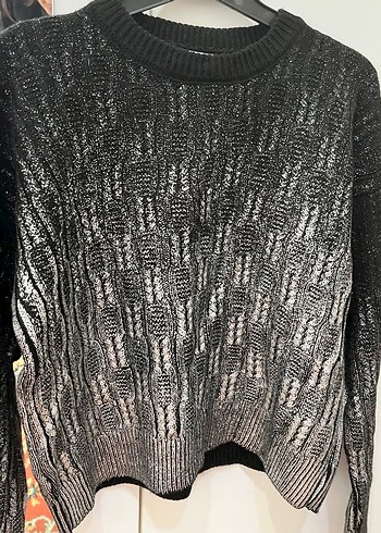 Gri Yılan Desenli Kadın Triko Kazak - Görsel 3
