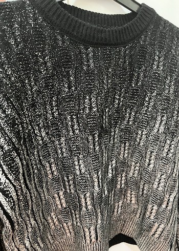 Gri Yılan Desenli Kadın Triko Kazak - Görsel 4