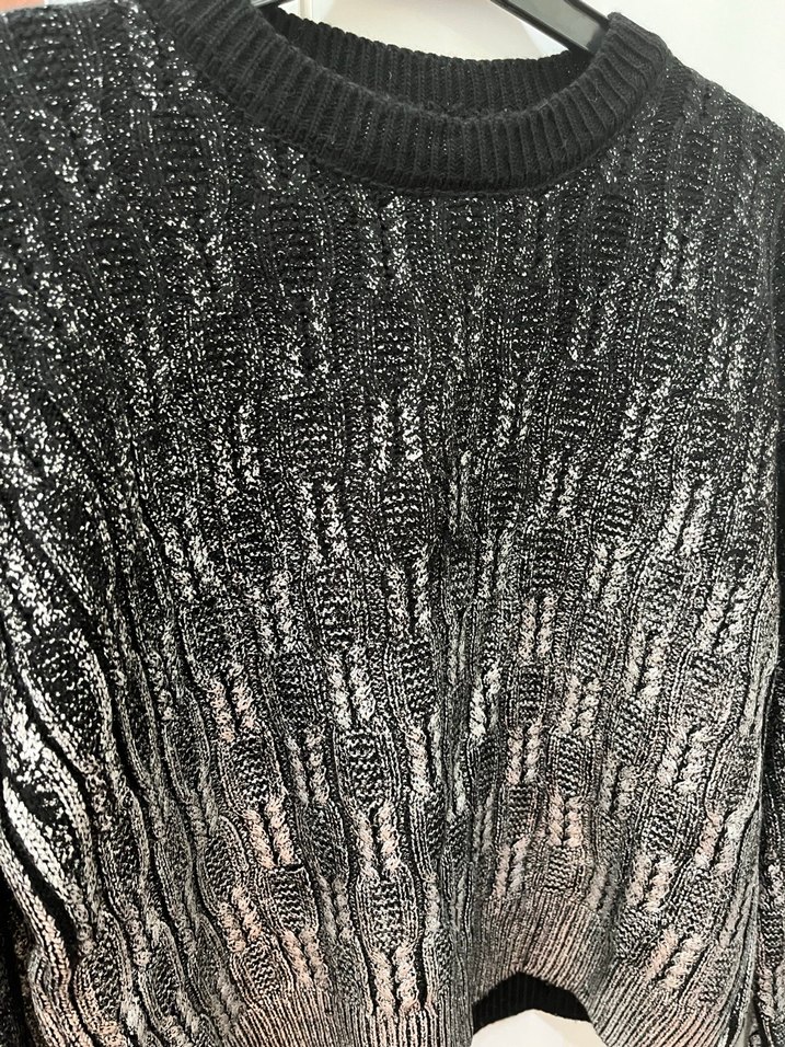 Gri Yılan Desenli Kadın Triko Kazak - Görsel 4