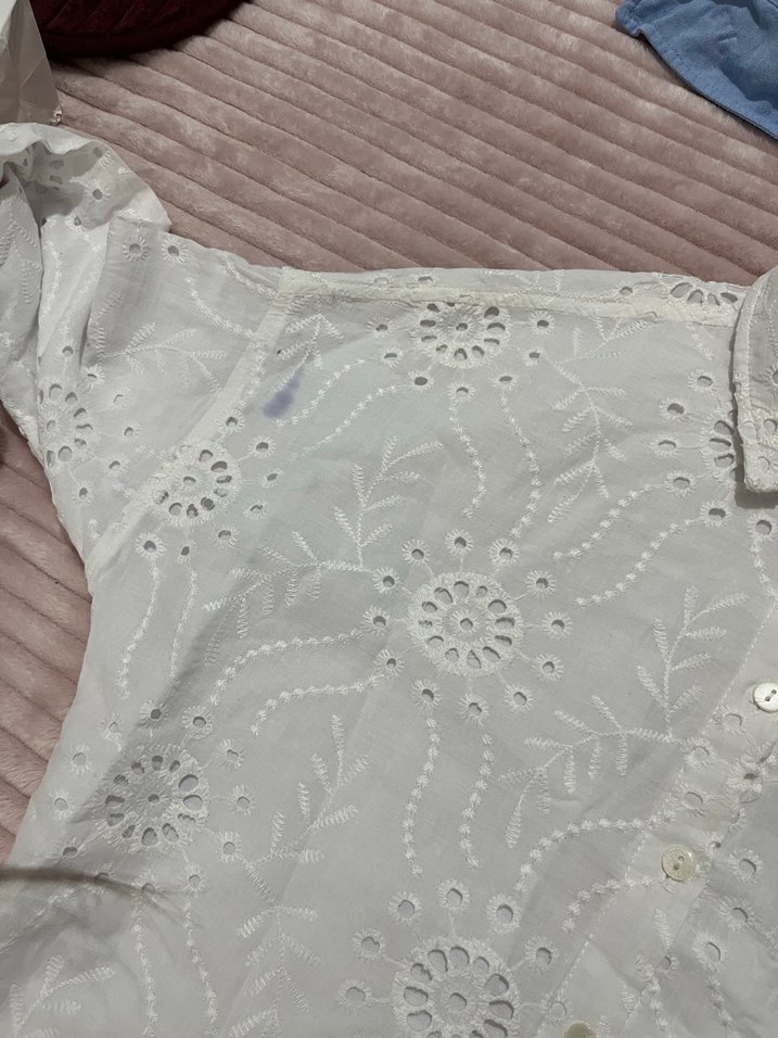 Dantel İşlemeli Beyaz Kadın Gömlek - Görsel 4