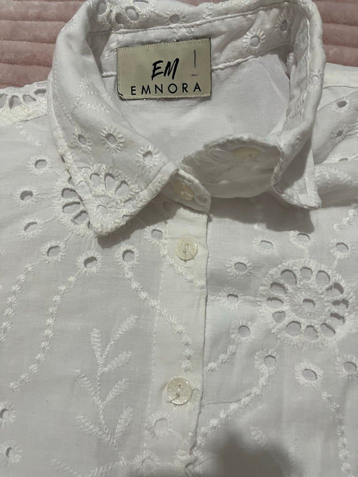 Dantel İşlemeli Beyaz Kadın Gömlek - Görsel 2