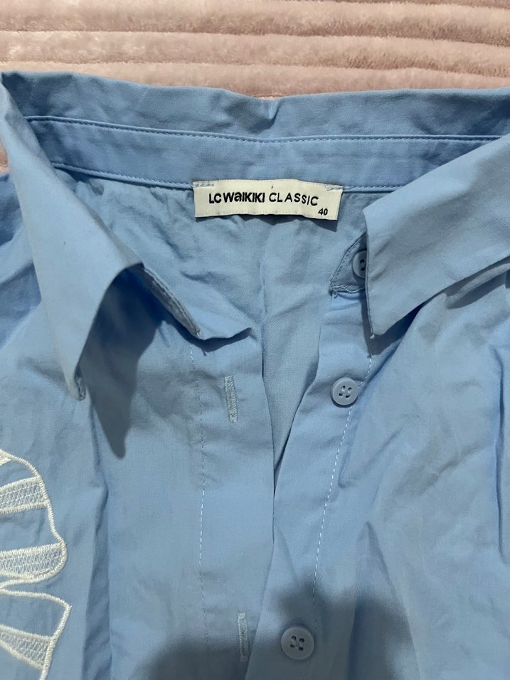 Mavi Baskılı Kısa Kollu Gömlek - Görsel 2