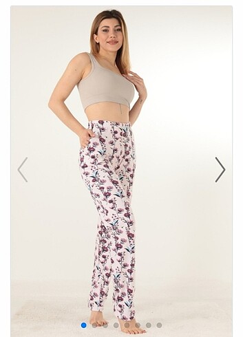 m Beden ten rengi Renk Doremi Bayan Çiçek Desenli Pijama Altı