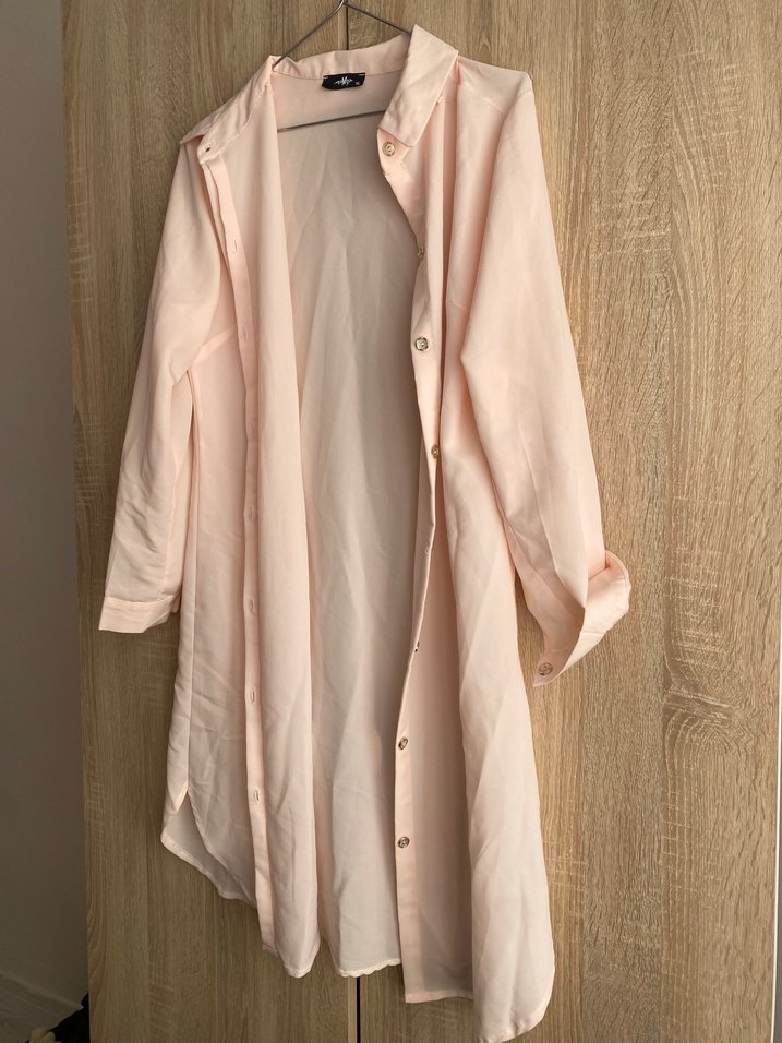 Bej Uzun Kollu Keten Kadın Gömlek - Görsel 2