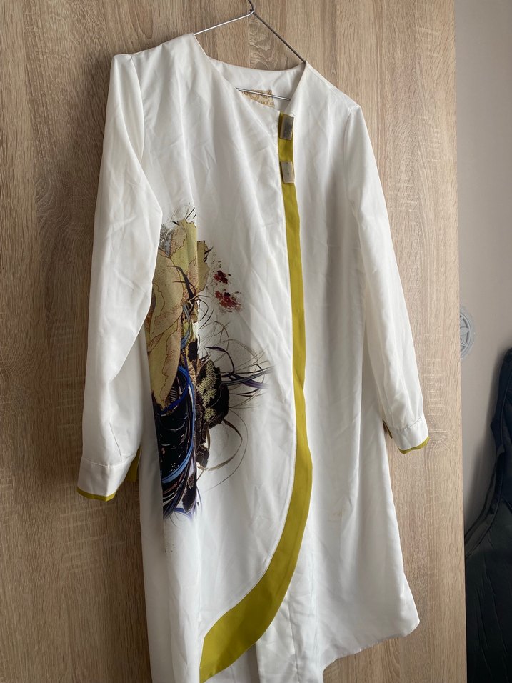 Beyaz Bohem Düğmeli Uzun tunik - Görsel 4