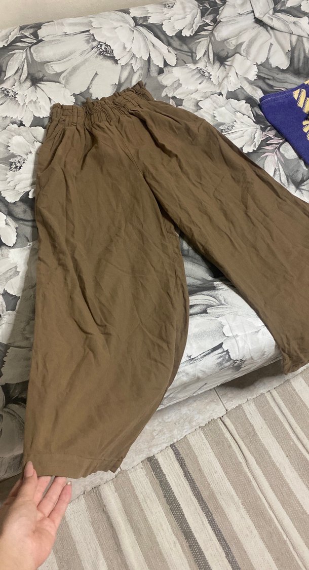 Bej Kadın Keten Pilili Midi Pantolon - Görsel 2