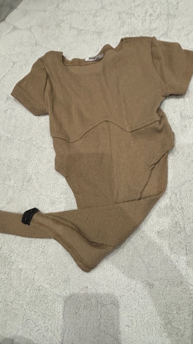 Bej , Kısa Kollu crop - Görsel 2