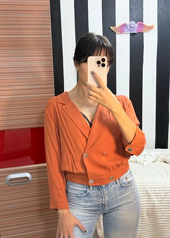 Bershka Düğmeli Kiremit Kadın Ceket