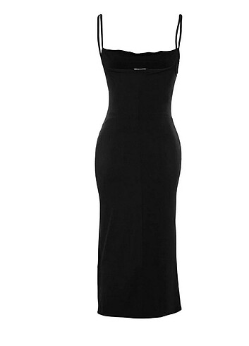 s Beden siyah Renk Askılı bodycon elbise