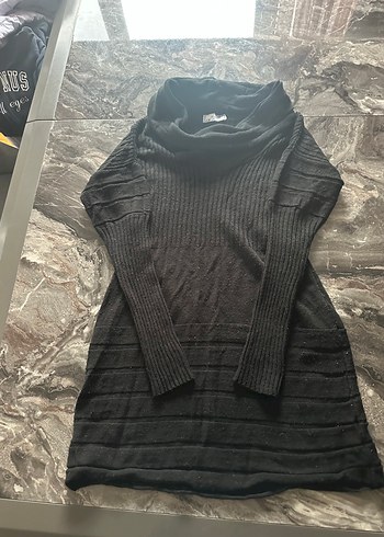 diğer Beden Siyah triko Balıkçı Yaka mini elbise