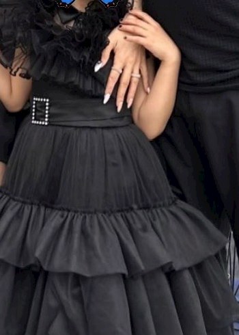 Kız Çocuk Siyah Gri Fırfırlı Gotik Elbise