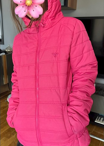 Pembe Fermuarlı Kadın Kışlık Mont