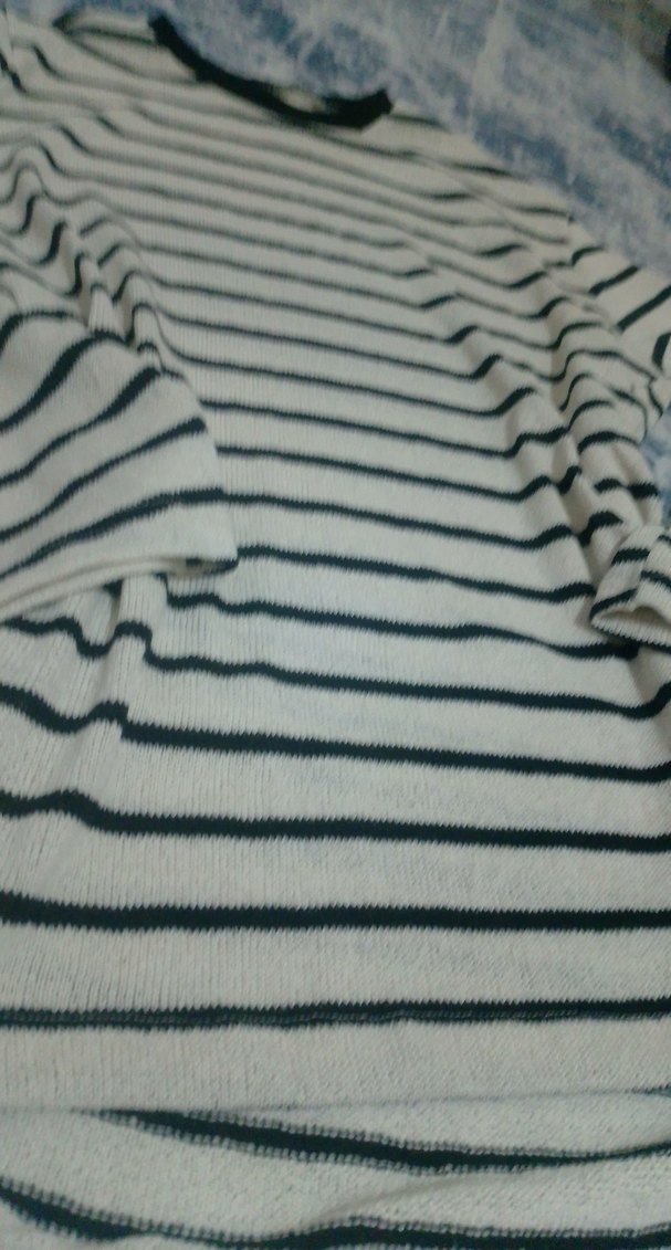 Çizgili Bisiklet Yaka Uzun Kollu Kadın Triko - Görsel 3