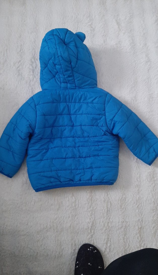 Kapüşonlu Mavi Erkek Çocuk Mont - Görsel 3