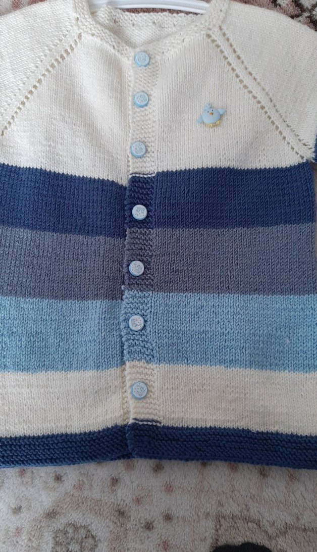 Erkek Bebek Kısa Kollu Örgü Hırka - Görsel 3