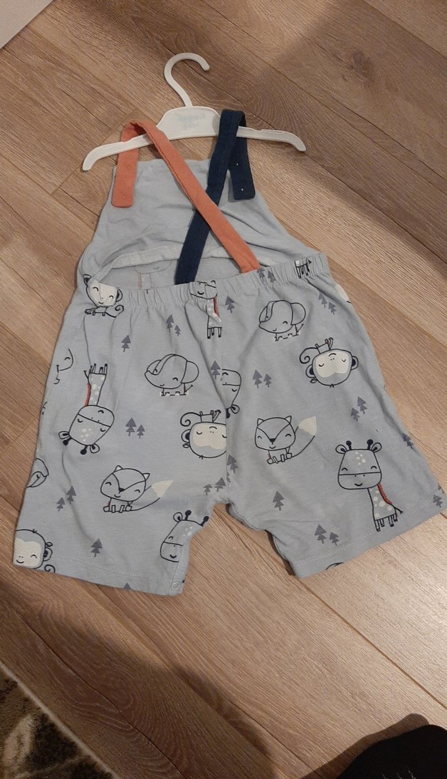 Erkek Çocuk mavi Desenli Örme Tulum - Görsel 2