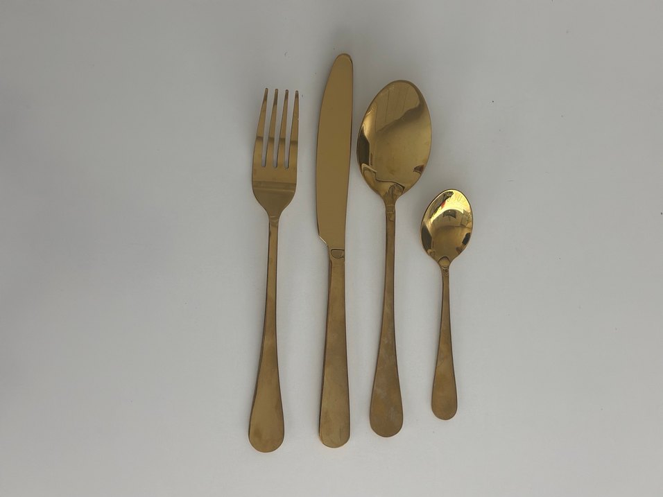 Parlak Altın Renkli Çatal Kaşık Bıçak Seti - Görsel 3